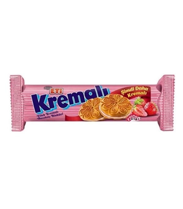 Eti Kremalı Çilekli Sandviç Bisküvi 61 g